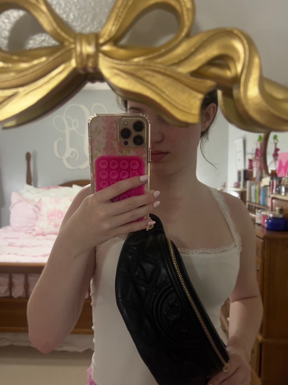 Tory Burch Black Quilted Leather Belt Bag